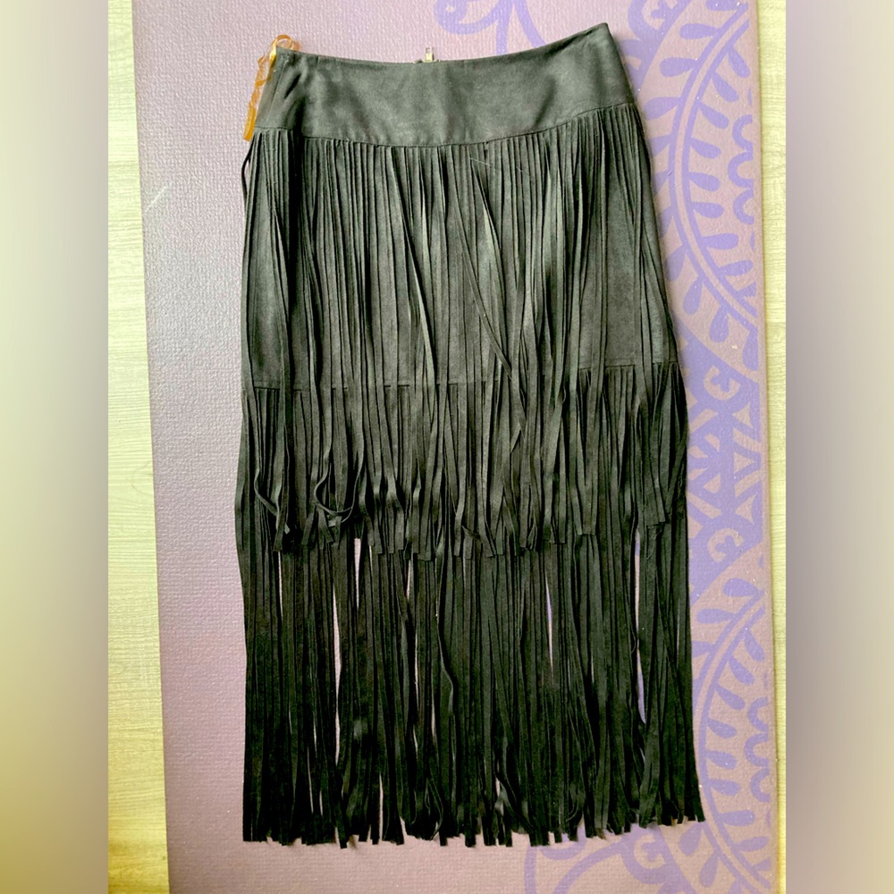 Sued tasseled mini skirt